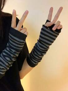 1 双 Y2K 风格臂套，弹性腕肘保暖套，女士休闲配饰，适合感恩节、圣诞节、冬季节日装扮、冬季装备、手套、圣诞节 - 彩色 - 查看 5