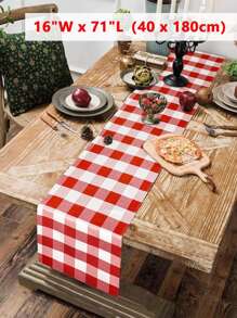 1 件格子餐垫，春夏休闲清新风格，可机洗，适用于餐厅、客厅、家庭日常使用、派对和聚会装饰