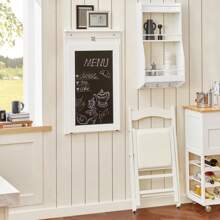 SoBuy FWT20 Wall Table With Blackboard, Folding Table, Dining Table, Kitchen Table, Memo Board, Black, W X H X D 50 X 76 X 75 Cm