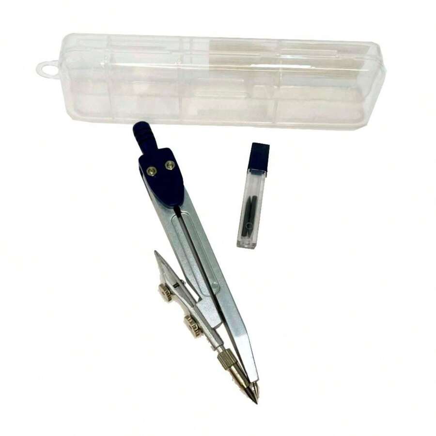KIT Compasso com Réguas Borracha e Grafite Conjunto Desenho Compasso Escolar Esquadro Transferidor