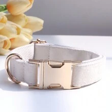 Multiple Colour Velvet Personalise Dog Collar Engraved Pet Name Plate Metal Buckle,Wedding Puppy Gift,Gold,Stylish,Soft And Does Not Harm The Skin,Colorful,Vintage,Simple,Unisex,Casual,Cuties,Custom,Personalized,Unique,Boyfriend,Girlfriend,Dad,Mom,Family,Friends,For Anniversaries,For Birthdays,For Graduation,For Prom,For Party,Gold Jewelry,Ideal Gifts For Him,Ideal Gifts For Her