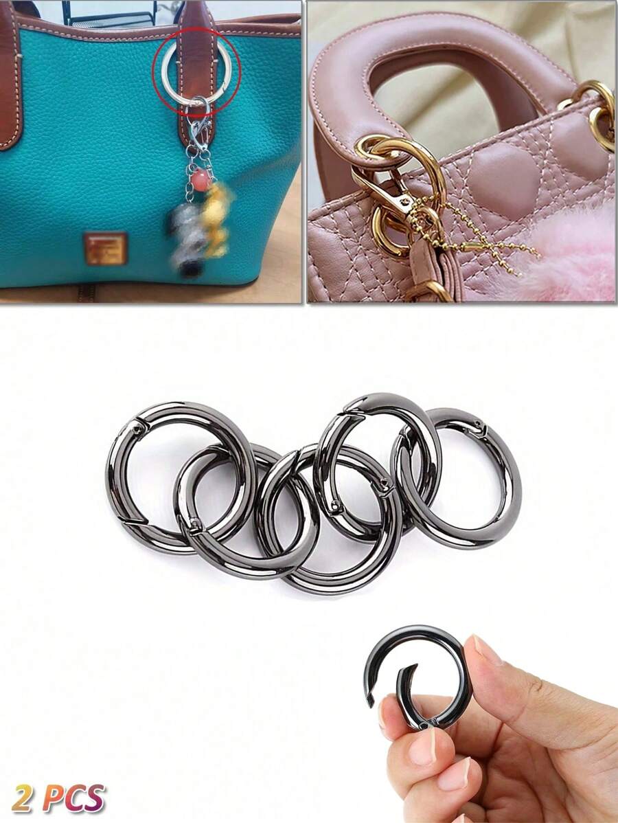 1/2pcs O-Ring Spring Clasp Hook Circle Carabiner Keychain, 1/1.25/1.5 Inch Spring Rings,Bag Accessories,Suitable For Keyrings Buckle, Bags,Purses,With Round Openings And Spring Rings