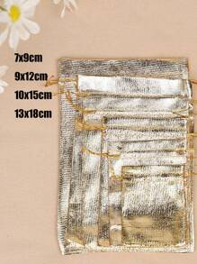 20pcs Gold Gift Drawstring Bags Pouches For Jewelry Organizers Favor Candy Bar Chocolate Package Small Businesses Supplies - Gold - View 9