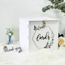 Lockable Wedding Greeting Card Box, PVC Material, Suitable For Wedding Receptions, Birthday Parties, Bridal Showers, Graduation Ceremonies, Etc. White Envelope Shape, Pink Rose Pattern, Can Be Used As Wedding Decor, Home Decor, Room Decor, Party Favors, Bridal Gifts, Birthday Decor, Bachelorette Party Decor, Etc. - White - View 11