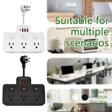 Stopkontak 1250W dengan Port USB, Stopkontak Dinding Standar AS, Sakelar Kontrol Independen, 6 AC 4 USB (1 Tipe-C), Hitam/Putih, Cocok untuk Ruang Tamu, Dapur, dan Perjalanan - Steker Tipe B AS (110-127V) - View 9
