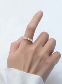 Flyleaf 1 Piece Simple Style S925 Sterling Silver Stress Relief Anxiety Adjustable Ring Matte Beads Open Rings For Women Men Fine Jewelry Suitable For Daily Commuting Wear - Silver - View 4