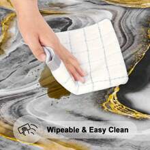 SUNFANS 1pc Round Printed Tablecloth, Waterproof Elastic Fitted Vinyl Tablecloth, Marble, Floral, Green Daisy, Wood Grain, Wipe-Clean Flannel Lining Vinyl Tablecloth, Suitable For Camping, Indoor And Outdoor Use - Multicolor - View 7