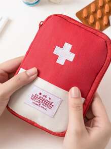 Portable Travel First Aid Kit Bag With Embroidered Cross Patch, Mini Portable Medical Kit First Aid Bag, Suitable For Car Bike Marathon Running Outdoor Camping Hiking Emergency, Medical Emergency Storage Wear Resistant