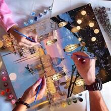 Adult DIY Acrylic Paint By Number Kit - Unframed 16 X 20 Inches, Venice Night Scenery Design, Crease-Free Rolled Canvas, Perfect For Home Wall Decor And Unique Gifts - Multicolor - View 5