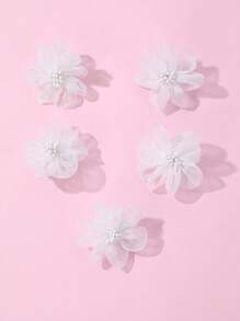 4 件装简约花朵组合可爱宠物发夹，适合长毛狗和猫