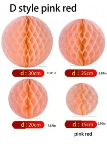 5pcs/Set Chinese Style Red Wedding Large Paper Fans, Decor For Wedding Room, Including Paper Lanterns, Pillars And Honeycomb Hanging Balls