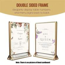 2 件套标牌架、婚礼桌号、金色相框、菜单架、立式照片架，可放置餐桌中心装饰、卡片、传单、艺术品和圣诞节 - 金色 - 查看 1