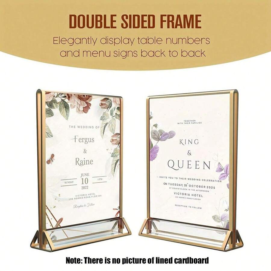 2 件套标牌架、婚礼桌号、金色相框、菜单架、立式照片架，可放置餐桌中心装饰、卡片、传单、艺术品和圣诞节 - 金色 - 查看 1