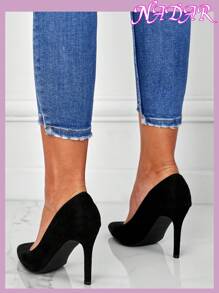 2025新款细尖头高跟鞋，舒适贴合，适合上班通勤，百搭黑色高跟鞋，性感低帮设计，10CM超高跟