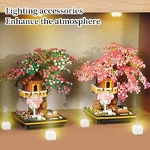 1688PCS Treehouse, Cherry Blossoms, Miniature Building Blocks, Collectible Model Set, Living Room Decoration Building Blocks, Splicing, Christmas, Thanksgiving, Halloween, Birthday Gifts