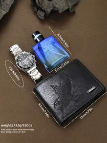 3 件/套男士商务时尚 PU 皮革钱包 + 多功能石英腕表 + 持久留香香水礼盒套装，是情人节或父亲节送给他的完美礼物，大容量多卡槽，商务休闲风格，生日礼物，毕业礼物，父亲节礼物 - 黑色 - 查看 4