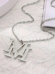 1 szt. spersonalizowany naszyjnik z mrożonej stali nierdzewnej - styl vintage boho z nakładającą się literą "M", złoty, do codziennego stroju, na imprezy i święta, spersonalizowany naszyjnik na prezent walentynkowy