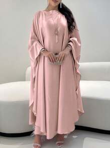 1pc Moisture-Wicking And Breathable Loose Comfortable Batwing Abaya, Suitable For Women's Daily Wear Without Headscarf Soft Hijab,Women Veil - 彩色 - 查看 11