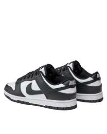 NIKE Dunk Low Retro - 男士休闲舒适运动鞋，适合日常穿着 - White/White/Black - 查看 4