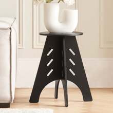 SoBuy HFBT01-K-SCH, Round Side Table Coffee Table Sofa Side Table Bedside Table Nightstand In Mortise And Tenon Structure, H48.5 X Φ30.5cm, Black - Black - View 10
