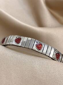 1pc Vintage Stretch Elastic Bracelet Enamel Fruits Wristband Bangle For Women Stainless Steel Bracelet Valentine Birthday Jewelry Gifts,Mom,Mother,Mother's Day,Gift