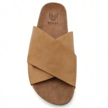 Women's Cork Footbed Slide Comfortable Cross-Strap Flat Casual Sandals - Lạc đà - Xem 6