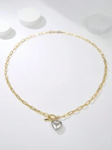 THINTIME 1 pieza Collar con colgante con forma de clip de papel con diseño de corazón de moda, adecuado para uso diario de mujeres/hombres, regalo romántico para el Día de San Valentín