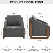 Yabihome Chenille Fabric Modern Upholstered Armchair With Wooden Side Frame , Accent Leisure Chair With Cushioned Seat And Backrest For Living Room, Bedroom