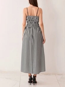 Women Slip Sleeveless Dress Summer Vertical Stripe Print A-Line Party Dress For Vacation Cocktail Beach Streetwear - 彩色 - 查看 7