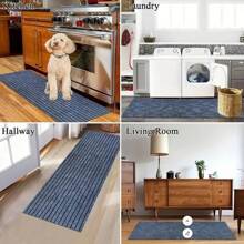 Alfombra de cocina absorbente al agua y a prueba de aceite con rayas, alfombra de puerta para el hogar, alfombra interior/exterior antideslizante y resistente a la suciedad, recortable - cocina raya gris - Ver 4
