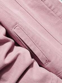 Pink&Black Denim Jacket Men - Y2K Aesthetic, Hoodie Layered Look- Retro Streetwear, Spring/Summer Essential - Free, Clean Casual Style - Preppy Vibe, Campus Fashion - 藕粉色 - 查看 5