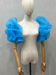 One Piece Black Organza Puff Sleeves 2 Elasticated Bridal Sleeves Autumn Accessories