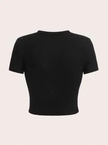 Letter Printed Short T-Shirt, Y2K Spring And Summer Short-Sleeved Crop Top, Women's