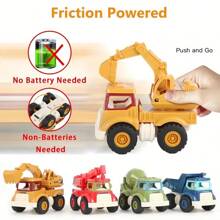 Brinquedos de Construção Adequados para Meninos, Meninas e Crianças de 2, 3, 4 e 5 Anos, Escavadeiras de Caixa de Areia, Caminhões de Construção, Guinchos de Descarga, Caminhões Betoneira, Presentes de Natal e Aniversário, Volta às Aulas