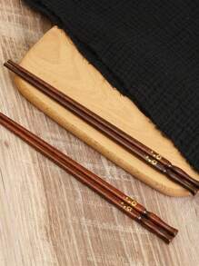 Natural Wooden Flower Pattern Chopsticks, Anti-Mold, Anti-Slip, Easy To Clean Wooden Crafted Chopsticks For Home Use,School Supplies