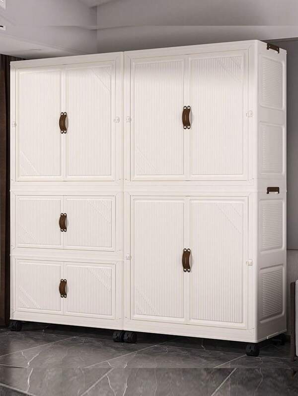 5/4/3/2/1 stöckiger Faltbarer Aufbewahrungsschrank, Regal mit magnetischer Tür, Baby-/Kinderkleiderschrank Organizer Kunststoff Aufbewahrungsschrank