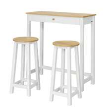 SoBuy FWT50-WN, 3 Pieces Bar Set-1 Bar Table And 2 Stools, Kitchen Breakfast Bar Set Dining Set - White - View 4