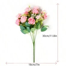 2pcs 5-Branches 14-Flowers, Simulated Rose Fragrant Concubine Rose Artificial Bouquet Home Decoration Bouquet Ornament Wedding Decoration Bouquet Bridal Handheld Flower Restaurant Desktop Decoration Bouquet Vase Flower Arrangement DIY Bouquet Photography Props Fake Bouquet