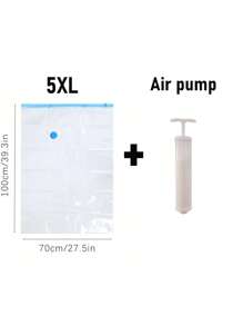 6 pièces Sacs de compression sous vide transparents avec pompe à main, organisateurs de voyage en plastique portatifs économisant de l'espace, sacs de rangement de vêtements hermétiques de grande capacité pour la maison, sacs de compression de bagages étanches, anti-mites anti-moisissure