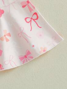 Kids Girl Summer Outfits Letter Embroidery Ruffles Short Sleeves T-Shirt And Elastic Bow Flare Pants Cute Clothes