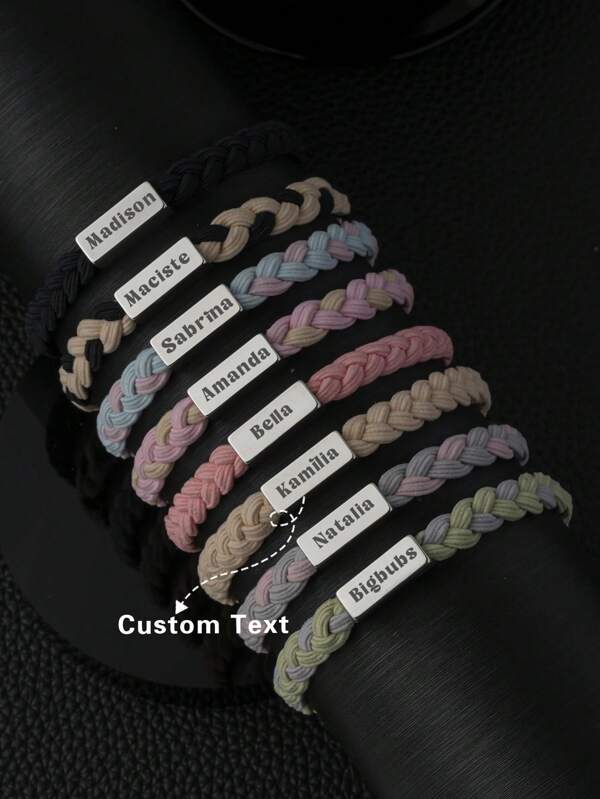 1 Stück personalisiertes geflochtenes quadratisches Namensarmband, ein elegantes, einzigartiges, modisches westliches Geschenk für Freunde/Familie, ideal für Jahrestag, Geburtstag, tägliches Tragen, Party, Muttertag, Valentinstag, Abschluss, Hochzeit
