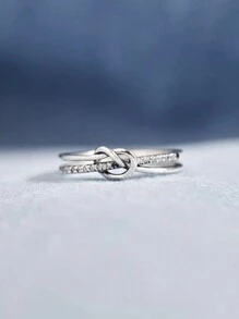 1pc Copper Cubic Zirconia Geometric Simple Adjustable Ring For Men, Valentine's Day Gift - Open Ring - View 6