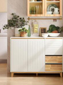 SoBuy Aparador FSB75-WN, Armário de Cozinha, Cômoda, Armário para Corredor, Buffet, Sapateira, Armário de Cozinha, Armário de Armazenamento, Armário para TV, Branco-Natural, Dimensões aproximadas (L x P x A): 120 x 90 x 40 cm