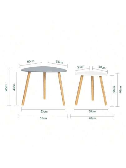 SoBuy FBT74 Set Of Side Tables Shelves Coffee Tafel Sofa Nesting Bamboo White/Natural view 2
