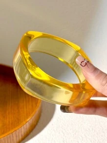 1 件女士不对称圆形树脂手镯，暖色系列，优雅，适合作为送给家人和朋友的礼物