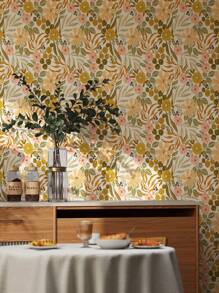 1 pièce Papier peint rétro à motif floral épaissi, autocollant mural amovible imperméable, convient pour la chambre d'enfants, la chambre à coucher, la garderie, la décoration murale du salon, le cabinet, le renouvellement du mobilier