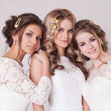 12PCS Bridesmaid Hair Clips No Bend Hair Clips No Crease Hair Clips Gold Glitter Makeup Bangs Hair Clips(6pcs Hair Clips+6pcs Scrunchies)Bridal Shower Gifts Silk Satin Soft Hair Accessories Bridesmaid Wedding Favor Women,Christmas