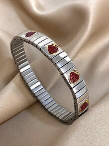 1pc Vintage Stretch Elastic Bracelet Enamel Fruits Wristband Bangle For Women Stainless Steel Bracelet Valentine Birthday Jewelry Gifts,Mom,Mother,Mother's Day,Gift