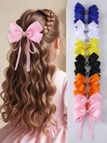 2件/12件女孩蝴蝶结和心形设计发夹套装