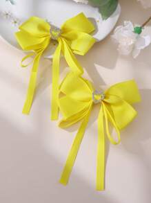 2件/12件女孩蝴蝶结和心形设计发夹套装